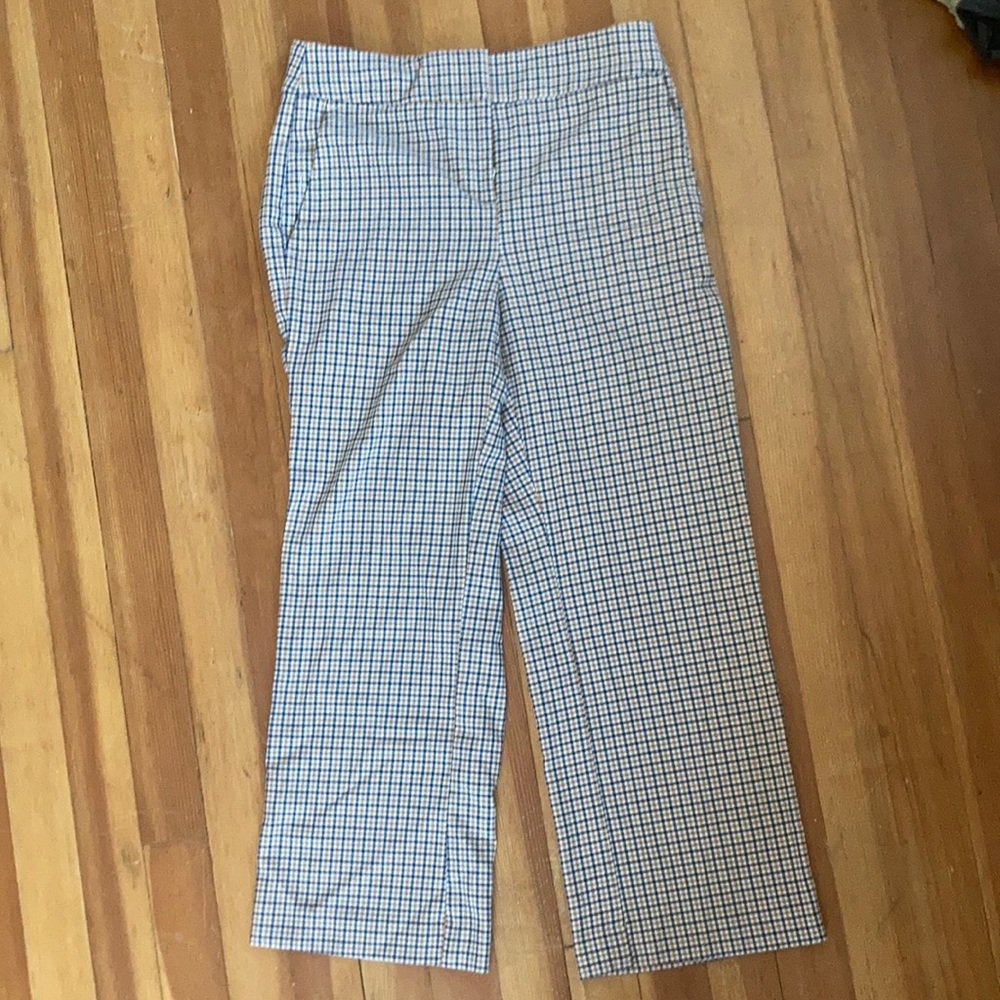 Loft high rise slim wide leg plaid pants - size 0 petite